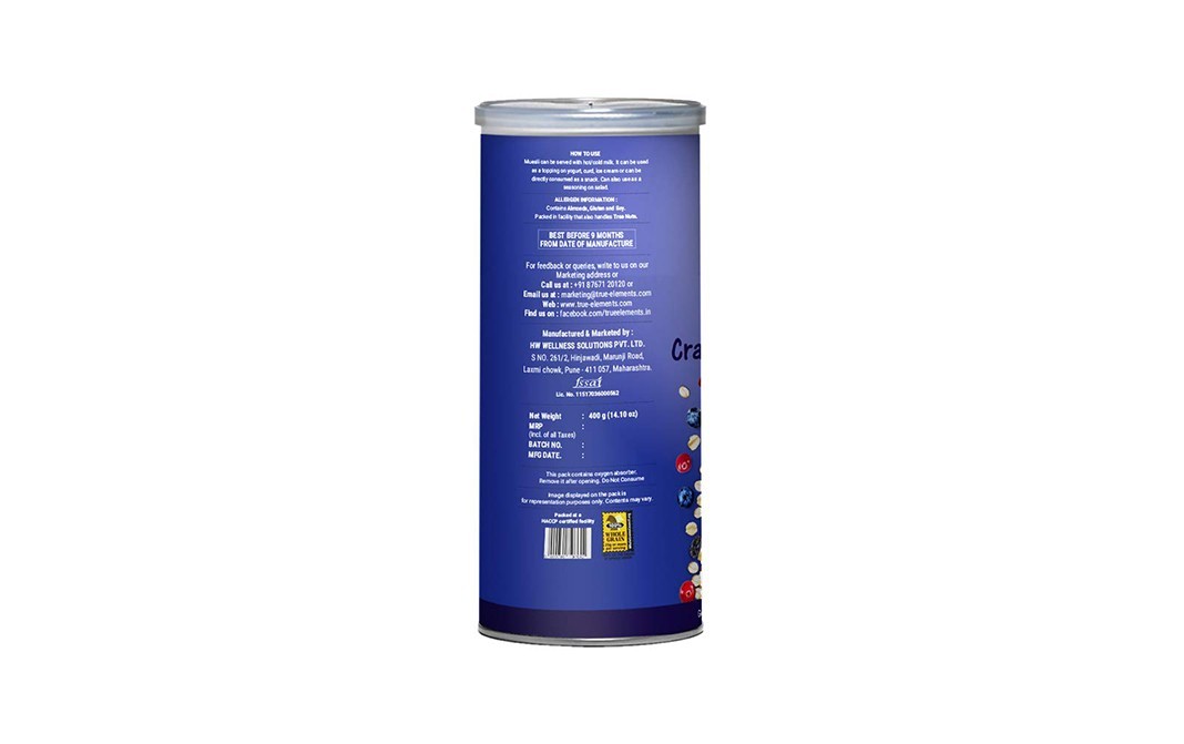 True Elements Muesli Cranberry & Blueberry   Jar  400 grams